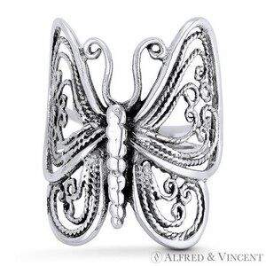 Butterfly Spirit Animal Charm Rebirth Ring in .925 Sterling Silver - Size 8